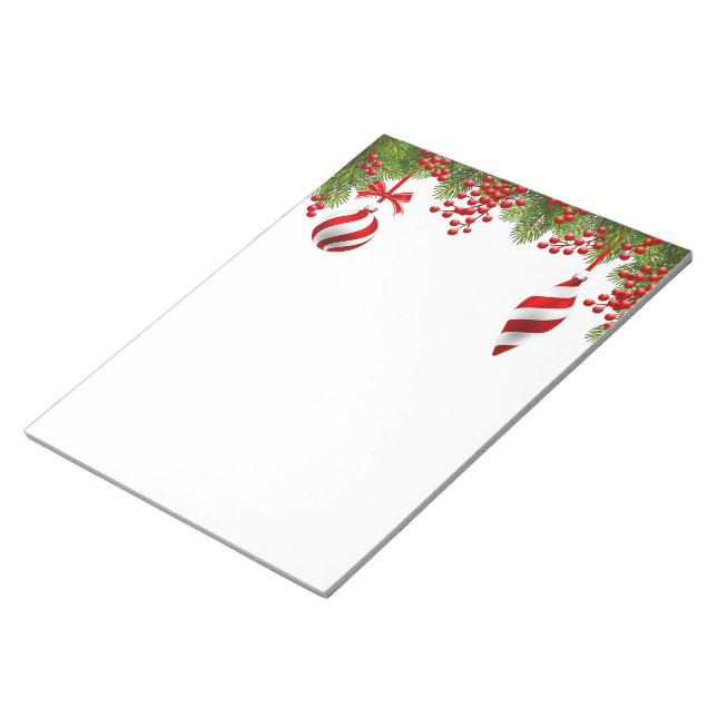 Holiday Notepad-Fir Bough Ornaments Notepad (Angled)