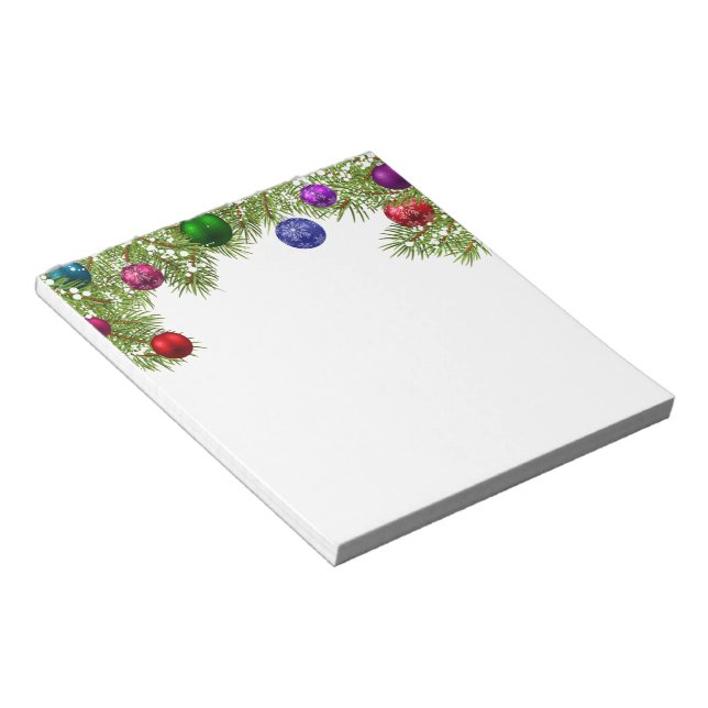 Holiday Notepad-Fir Bough Ornaments Notepad (Angled)