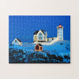 Holiday Nubble Lighthouse Jigsaw Puzzle