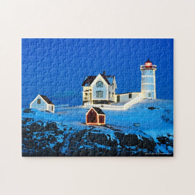 Holiday Nubble Lighthouse Jigsaw Puzzle (Horizontal)