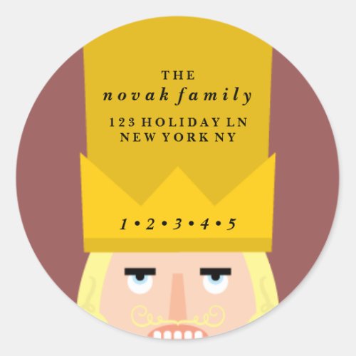 Holiday Nutcracker Address Classic Round Sticker