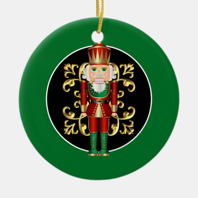 Holiday Nutcracker Ceramic Ornament (Front)