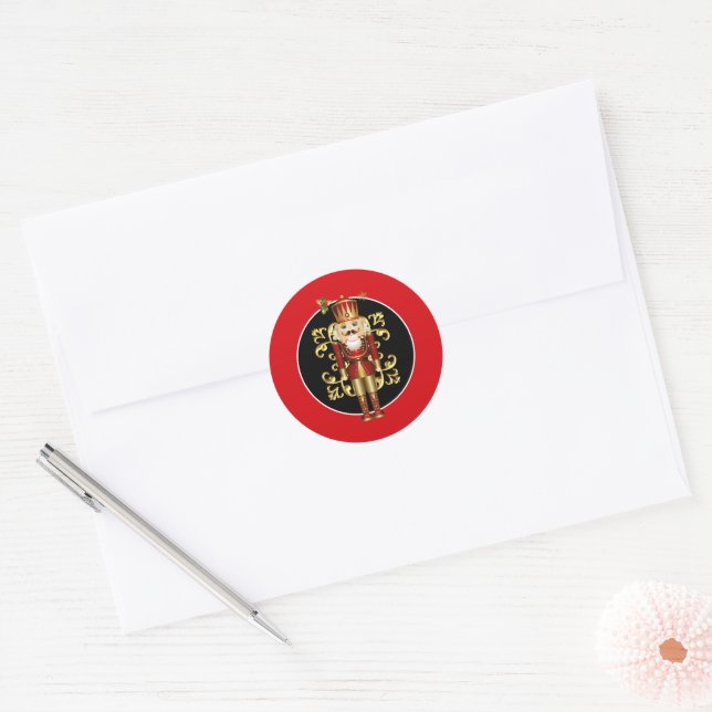 Holiday Nutcracker Classic Round Sticker (Envelope)