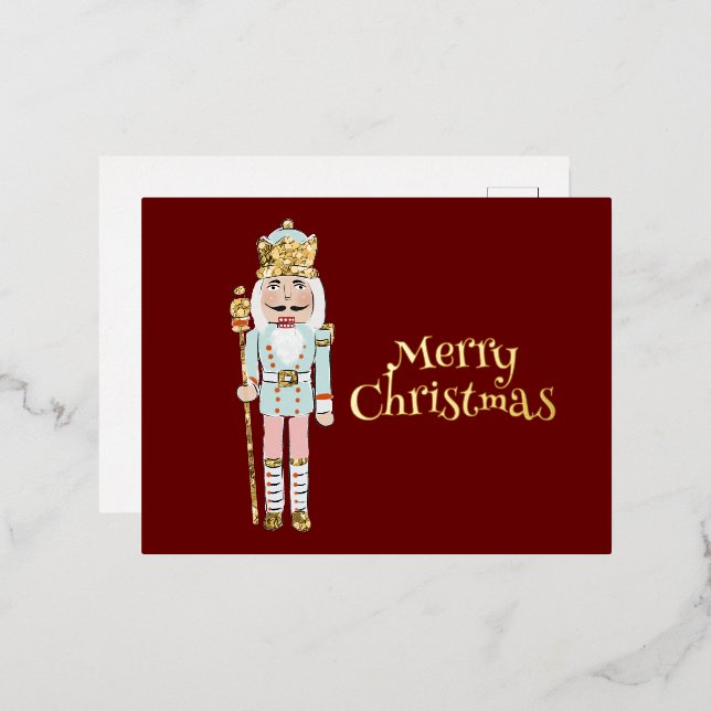 Holiday Nutcracker Custom Real Foil Postcard (Front/Back)