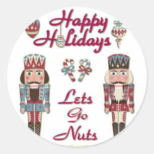 Holiday Nutcracker Lets Go Nuts Classic Round Sticker