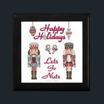 Holiday Nutcracker Lets Go Nuts Keepsake Box<br><div class="desc">Thank You for visiting The Holiday Christmas Shop! You are viewing The Lee Hiller Designs Holiday Collection of Home and Office Decor,  Apparel,  Gifts,  Collectibles and more. The Designs include Lee Hiller Photography in Hand Drawn Mixed Media and  Digital Art Collection.</div>