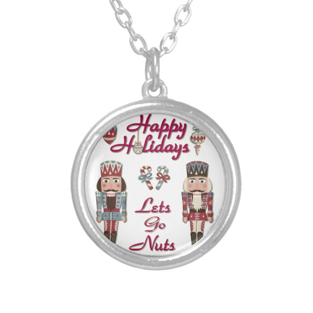Holiday Nutcracker Lets Go Nuts Silver Plated Necklace (Front)