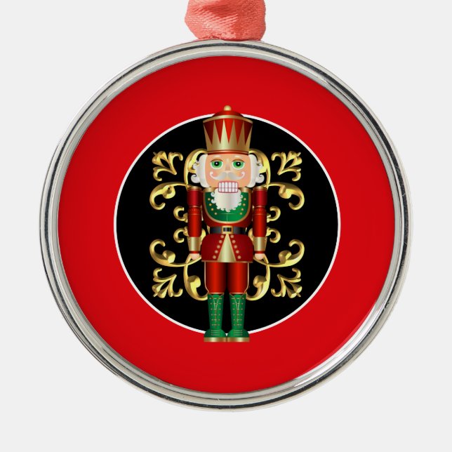 Holiday Nutcracker Metal Ornament (Front)