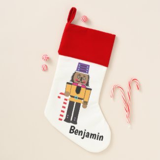 Holiday Nutcracker with Candy Cane Christmas Stocking