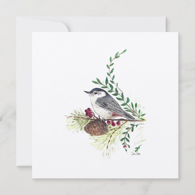 Holiday Nuthatch Bird Painting (Front)