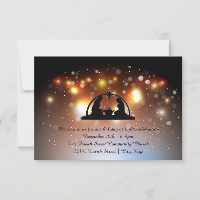 Holiday of LIghts Nativity-3x5Christmas Invitation (Front)