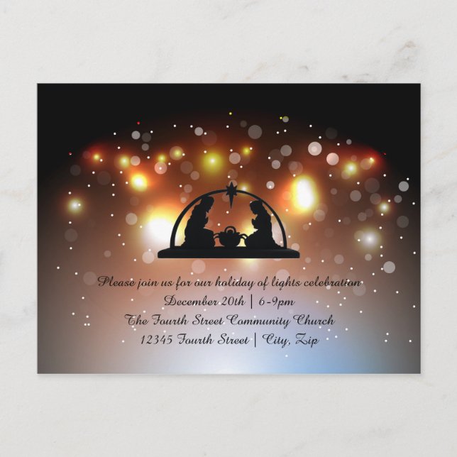 Holiday of LIghts Nativity - Christmas Postcard (Front)