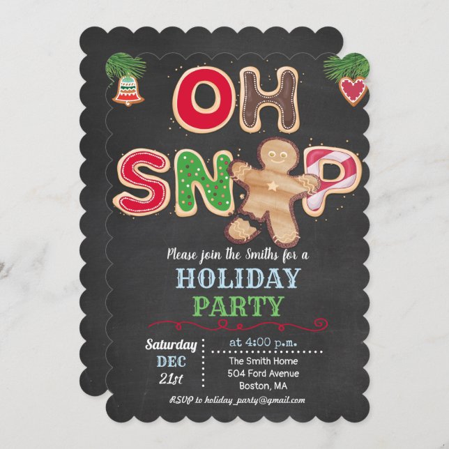 Holiday Oh Snap Gingerbread Cookie Invitation (Front/Back)