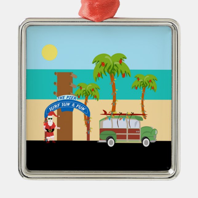 Holiday on the Beach Metal Ornament (Front)