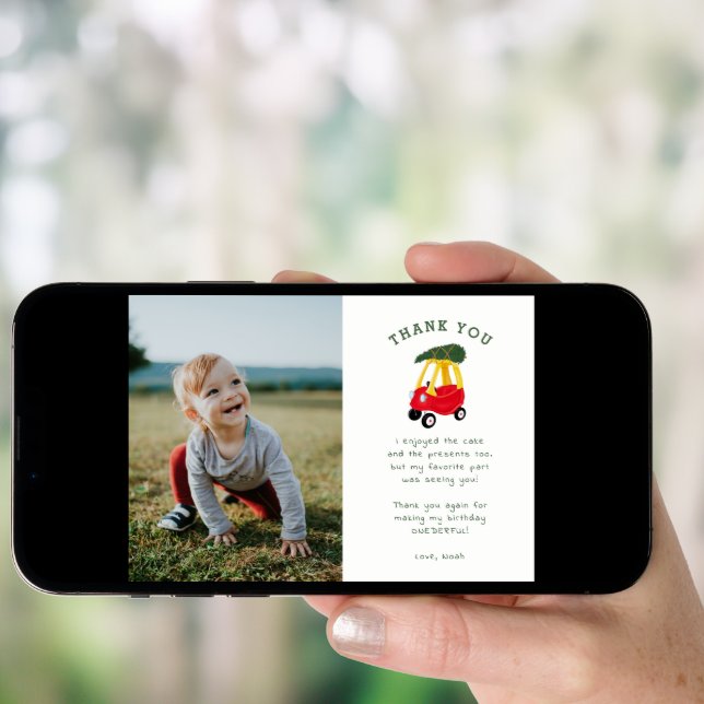 Holiday Onederful Birthday Photo Thank You Cards (Front Digital)