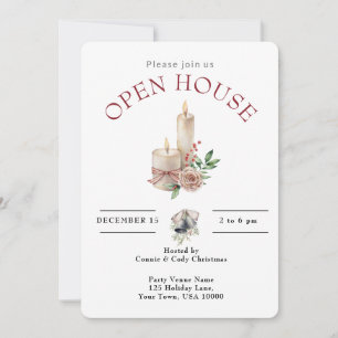 HOLIDAY OPEN HOUSE CHRISTMAS CANDLE INVITATION