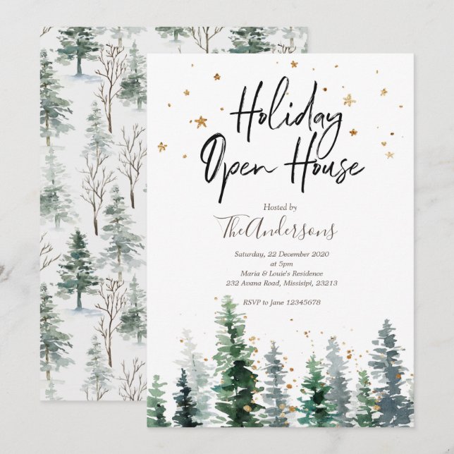 Holiday Open House Christmas Party Invitation (Front/Back)
