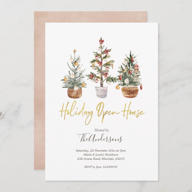 Holiday Open House Christmas Party Invitation (Front/Back)