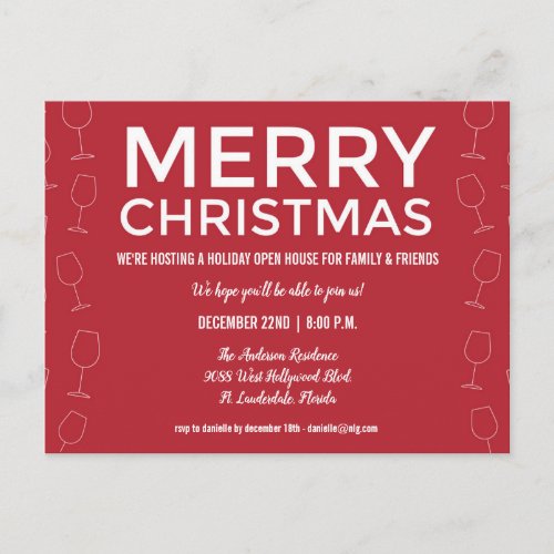 Holiday Open House Christmas Red Wine Party Invite