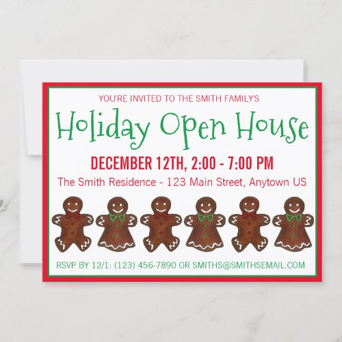 Holiday Open House Gingerbread Christmas Cookies Invitation