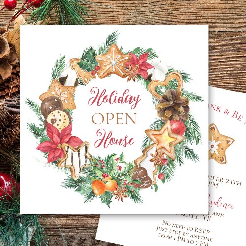 Holiday open house Gingerbread Christmas Invitation