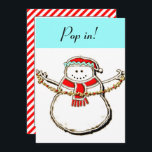 Holiday Open House invitation<br><div class="desc">Creative Christmas holiday party invites featuring a cartoon snowman holding a string of popcorn.</div>