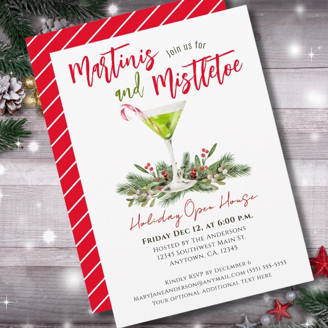 Holiday Open House Martini Festive Drinks Invitation (Creator Uploaded)