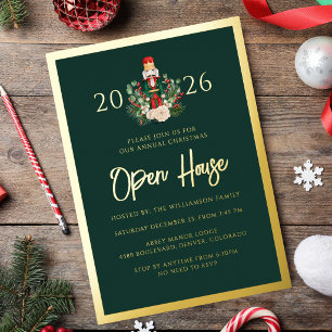 Holiday Open House Nutcracker Christmas Party Foil Invitation