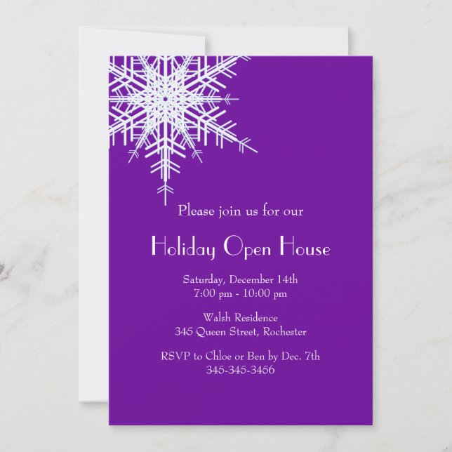 Holiday Open House Offset Snowy Invitation (Front)