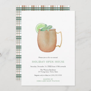 Holiday Open House Party Moscow Mule Watercolor Invitation