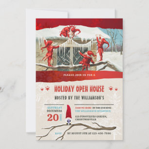 Holiday Open House Vintage Elves  Invitation