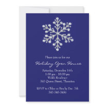 Holiday Open House with Crystal Snowflake - blue Invitation
