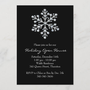 Holiday Open House with Crystal Snowflake Invitation