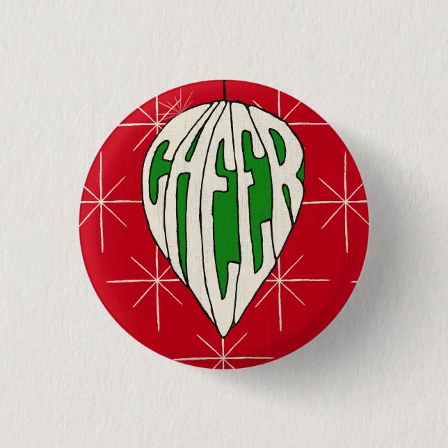 Holiday Ornament Cheer Pinback Button (Front)