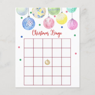 Holiday Ornament Christmas Bingo Game Card Flyer