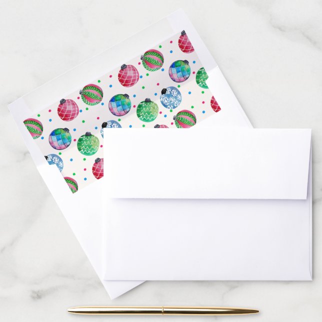 Holiday Ornament Christmas Card Envelope Liner (Desk)