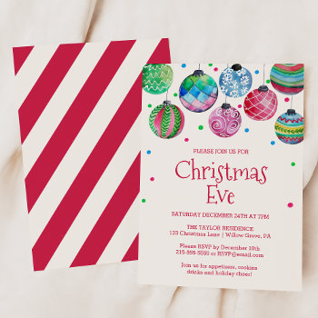 Holiday Ornament Christmas Eve Party Invitation by ChristmasPaperCo at Zazzle