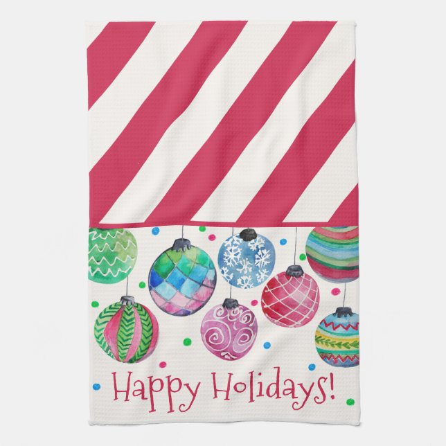 Holiday Ornament Christmas Kitchen Towel (Vertical)