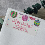 Holiday Ornament Christmas Label<br><div class="desc">These holiday ornament christmas address labels are perfect for a festive holiday card or invitation. The watercolor design features dangling colorful christmas baubles with red green and blue confetti.</div>