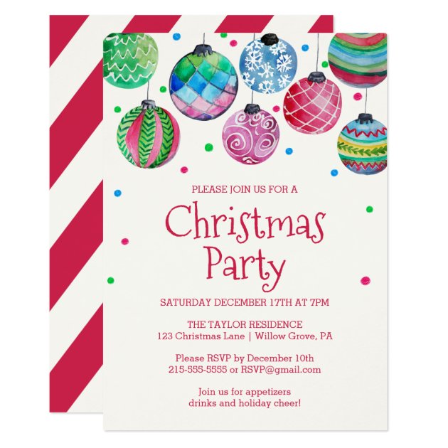 Holiday Ornament Christmas Party Card