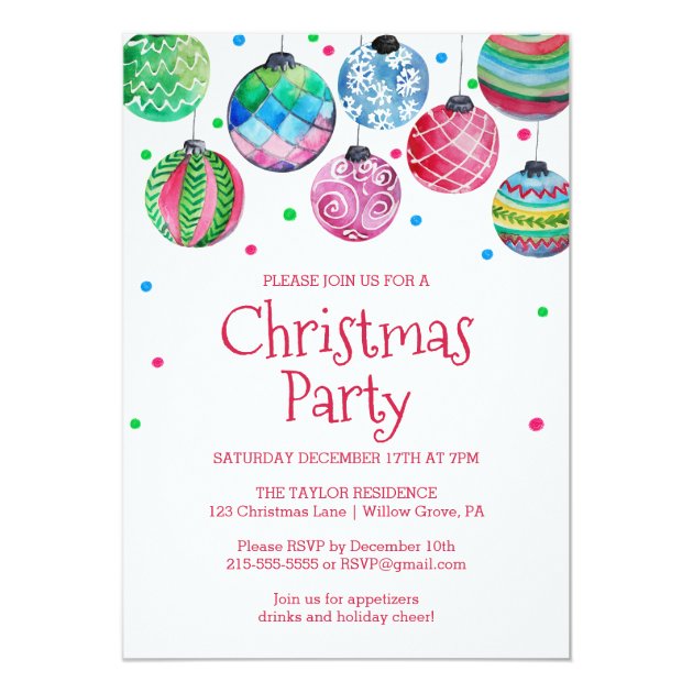 Holiday Ornament Christmas Party Card