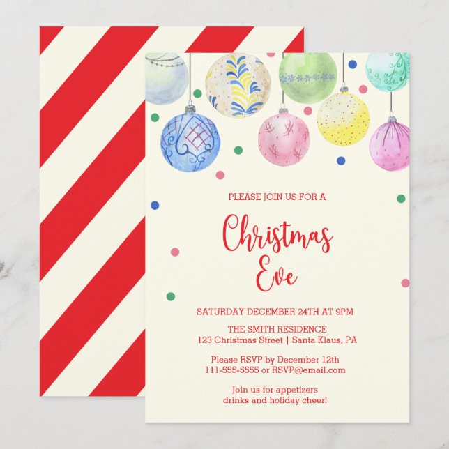 Holiday Ornament Christmas Party Invitation (Front/Back)