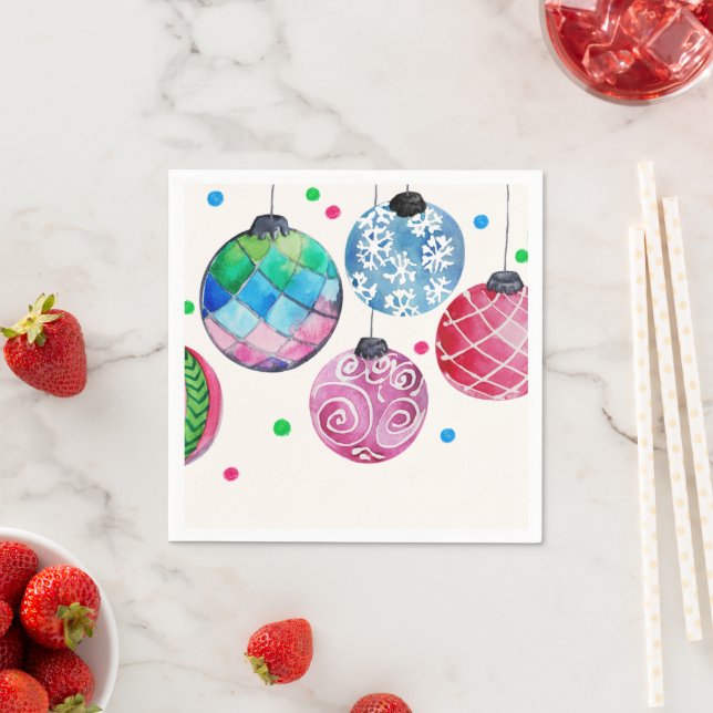Holiday Ornament Christmas Party Napkins (Insitu)