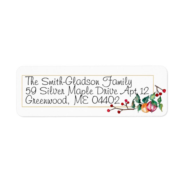 Holiday Ornament Christmas Watercolor Holly Berry Label (Front)