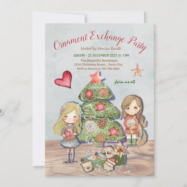 Holiday Ornament Exchange Party Invitation (Front)