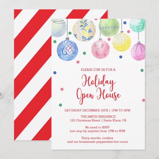 Holiday Ornament Holiday Open House Invitation (Front/Back)