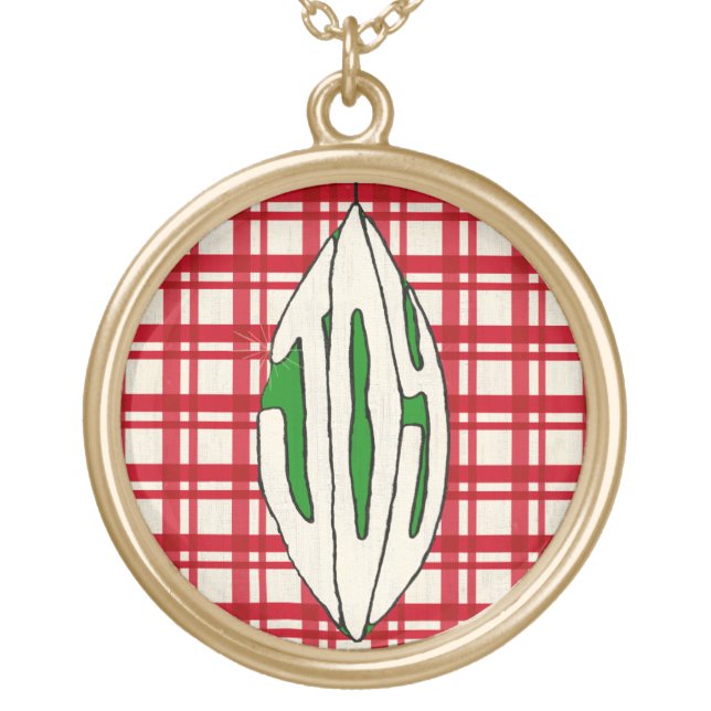 Holiday Ornament Joy Gold Plated Necklace (Front)