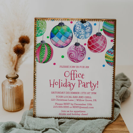 Holiday Ornament Office Christmas Party Invitation Poster