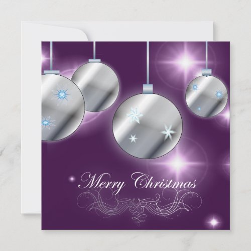 Holiday ornament Purple Christmas Invitation