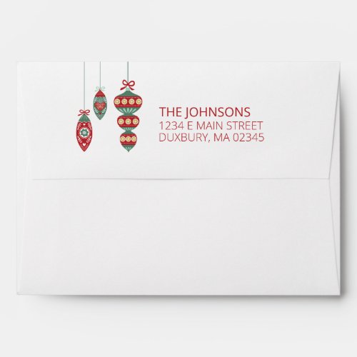 Holiday Ornament Return Addressed Envelope